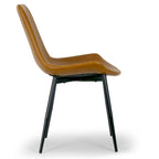 Set di 2 sedie da pranzo moderne in similpelle marrone caramello