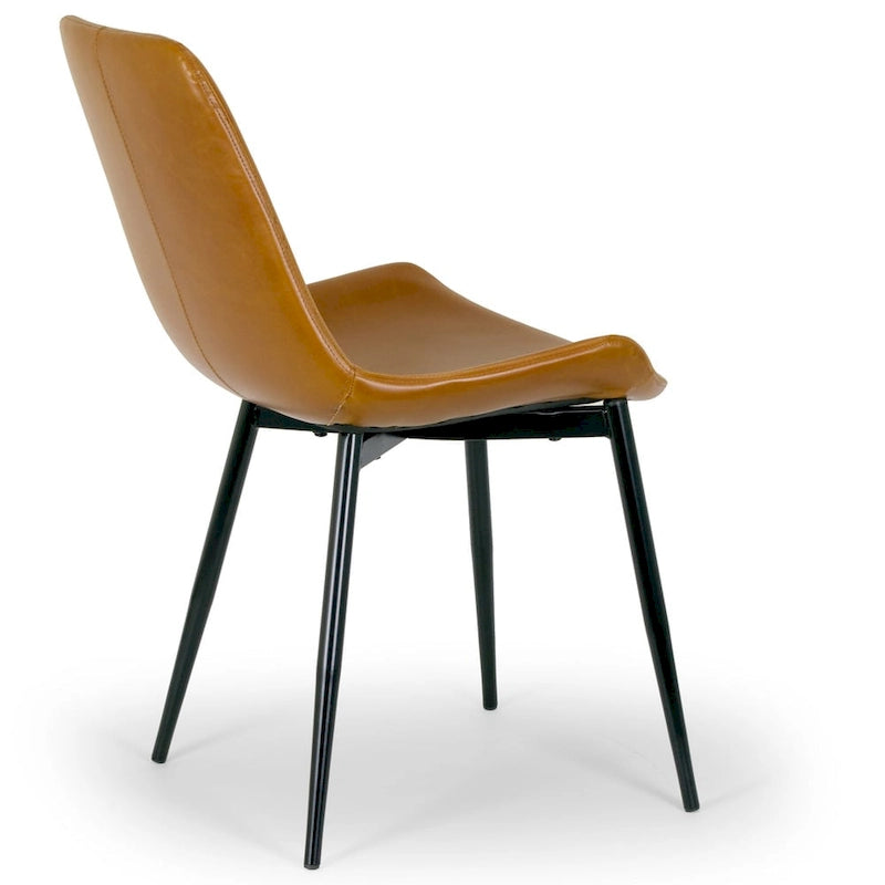 Set di 2 sedie da pranzo moderne in similpelle marrone caramello