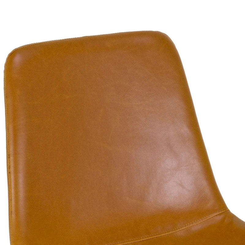 Set di 2 sedie da pranzo moderne in similpelle marrone caramello
