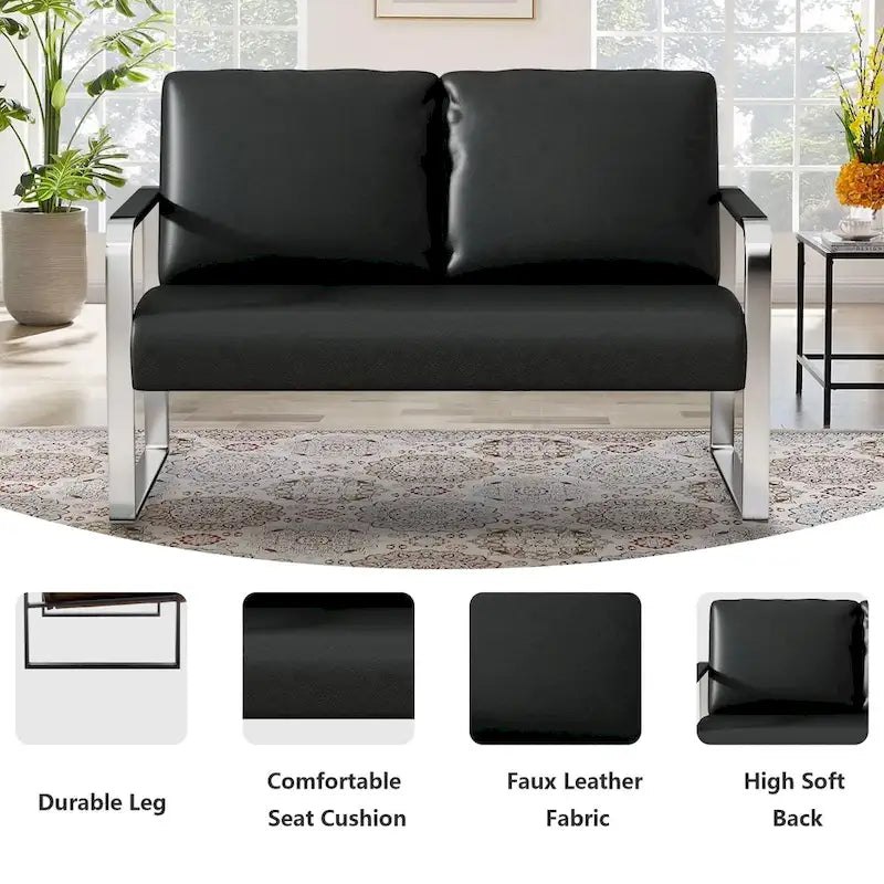Divanetto LoveSeat piccolo, Mini Divano due posti in pelle per piccoli spazi Ecopelle Divanetto Divano piccolo Divanetti
