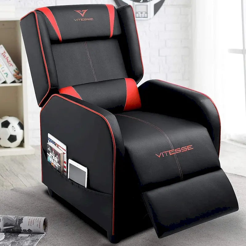 Poltrona Reclinabile da Gaming ad Alto Schienale in Stile Racing con Poggiapiedi