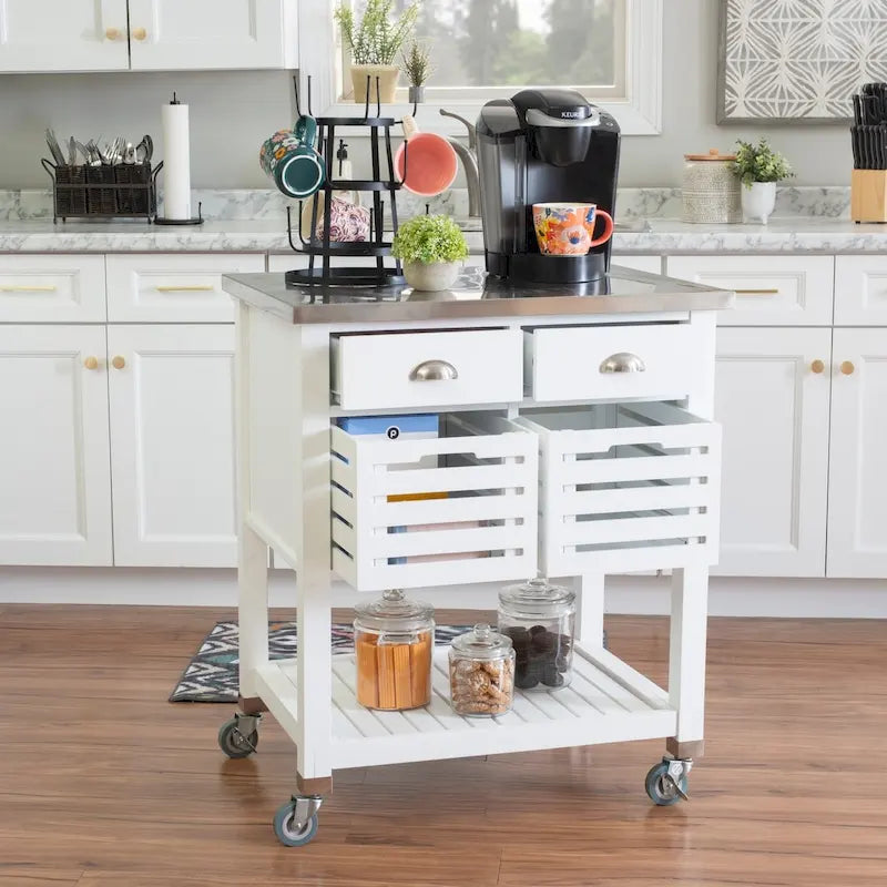 Carrello da cucina con ripiani e cassetti