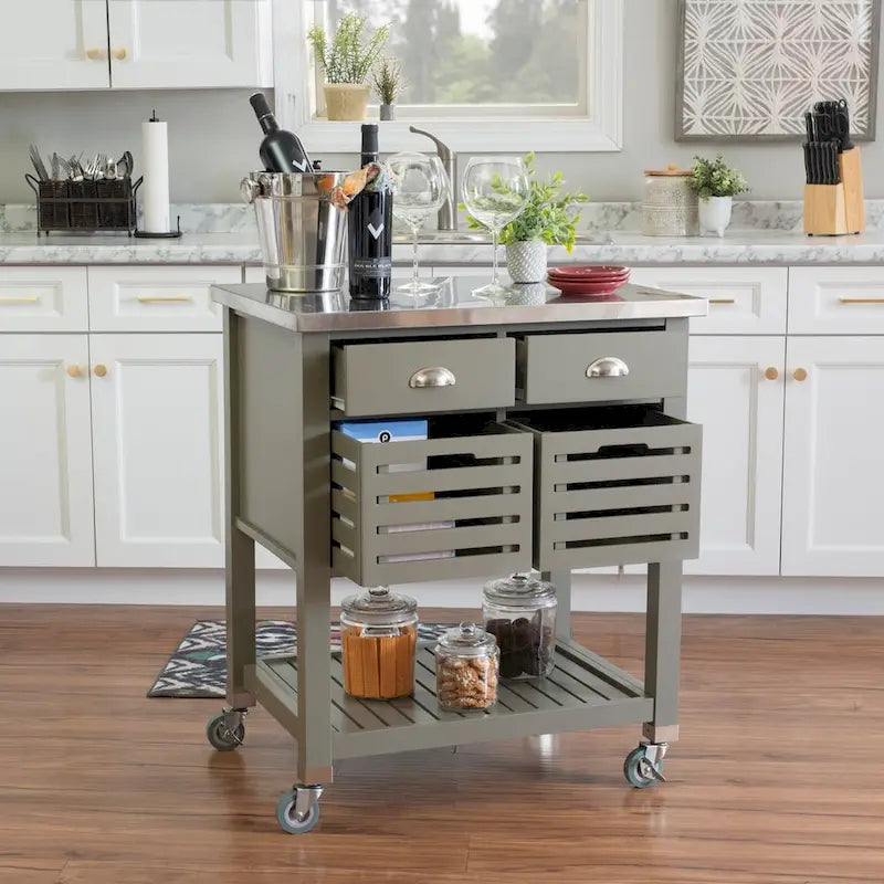 Carrello da cucina con ripiani e cassetti