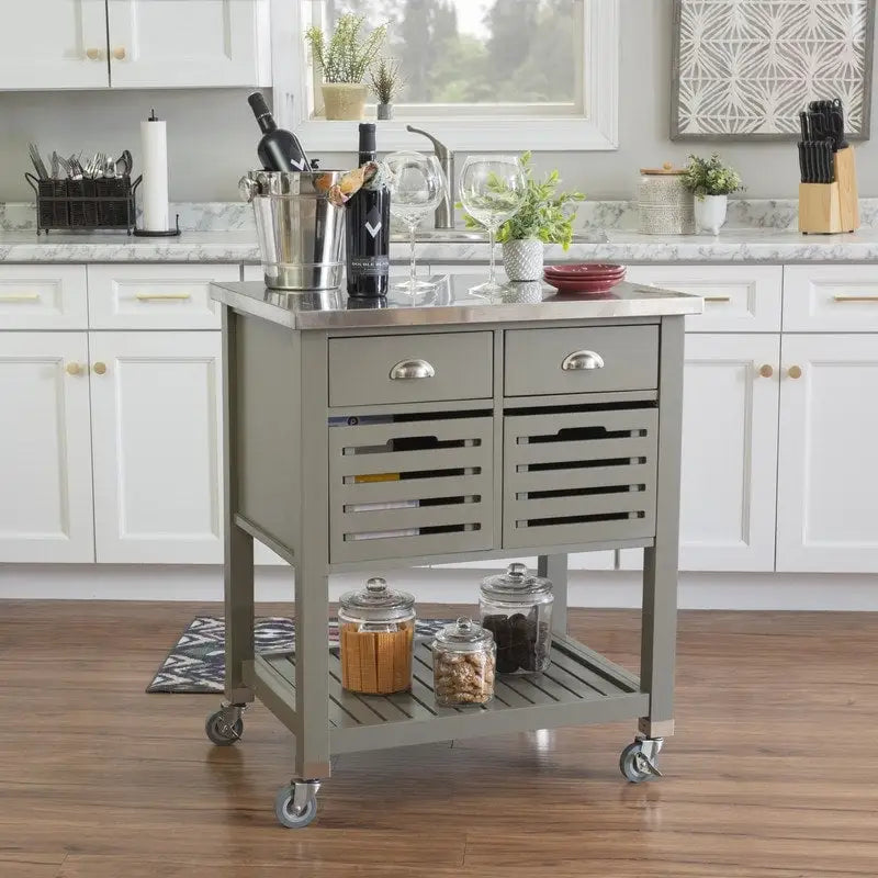 Carrello da cucina con ripiani e cassetti