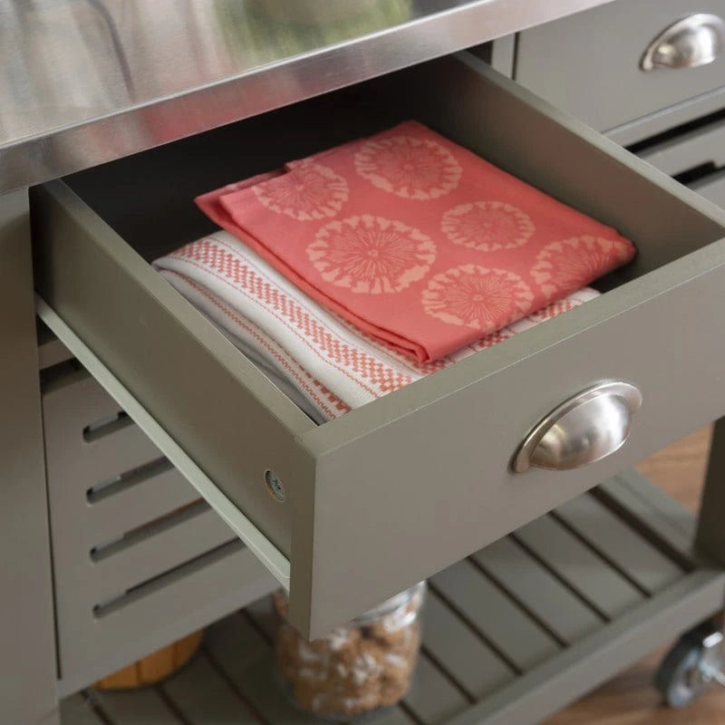 Carrello da cucina con ripiani e cassetti