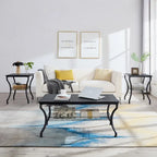3-Piece Occasional Coffee Table Set, Vintage Living Room Set with 2 End Table