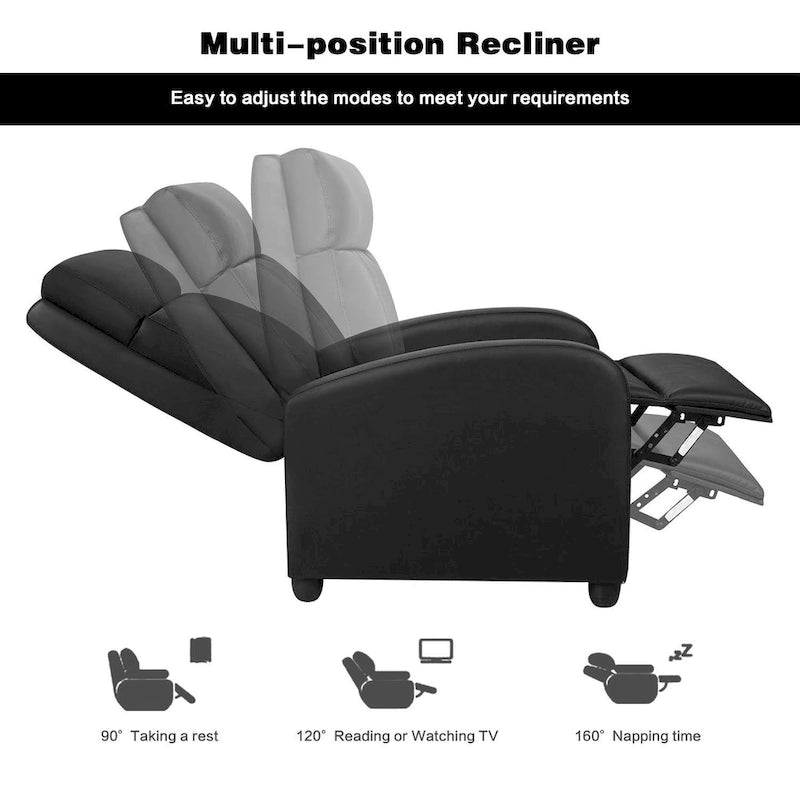 Poltrona reclinabile massaggiante in similpelle PU per home theater con seduta imbottita