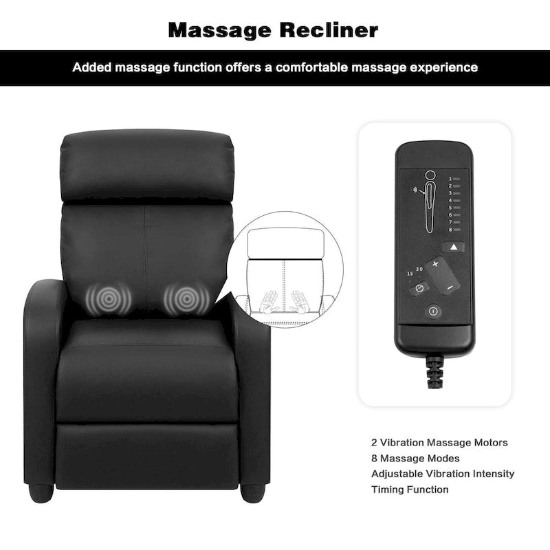 Poltrona reclinabile massaggiante in similpelle PU per home theater con seduta imbottita