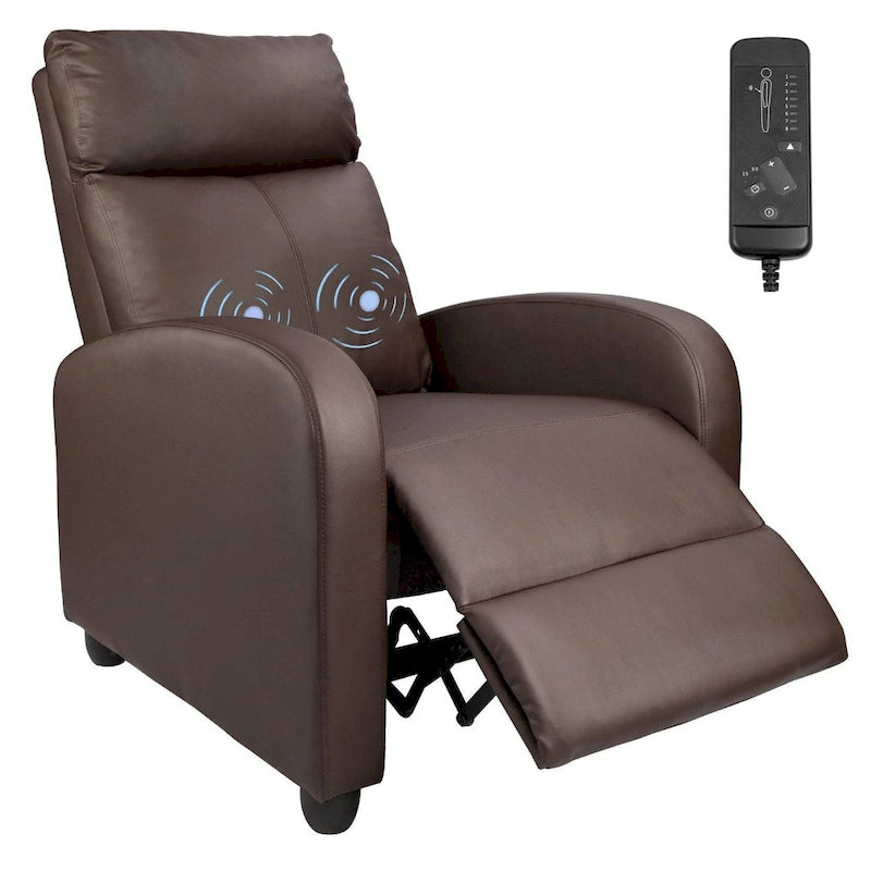 Poltrona reclinabile massaggiante in similpelle PU per home theater con seduta imbottita