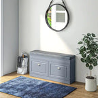 Panca scarpiera da ingresso con cuscino, 2 cassetti e ripiano regolabile, colore bianco