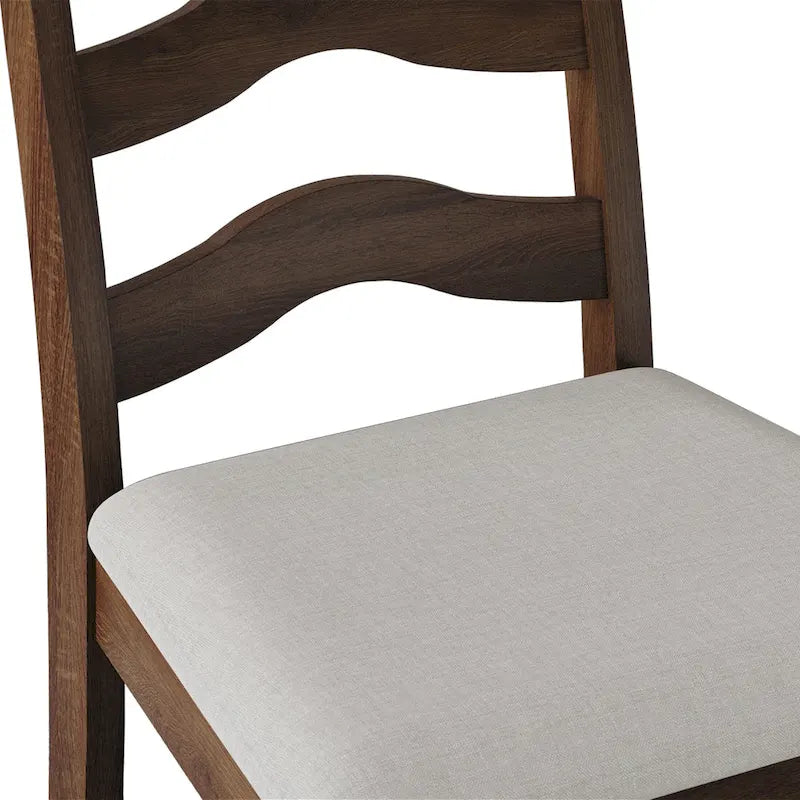 Sedie da pranzo in legno massello con sedile imbottito, set da 2