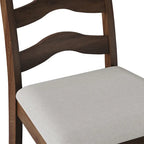 Sedie da pranzo in legno massello con sedile imbottito, set da 2
