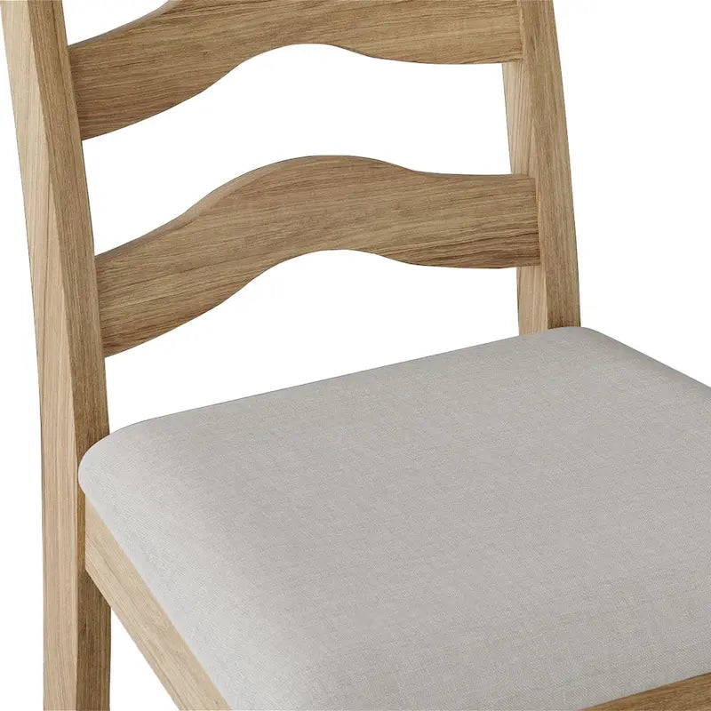 Sedie da pranzo in legno massello con sedile imbottito, set da 2