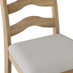 Sedie da pranzo in legno massello con sedile imbottito, set da 2