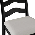 Sedie da pranzo in legno massello con sedile imbottito, set da 2