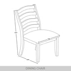 Sedie da pranzo in legno massello con sedile imbottito, set da 2