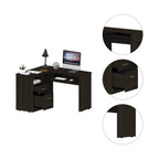 Scrivania a L con due cassetti, un ripiano e vano per CPU