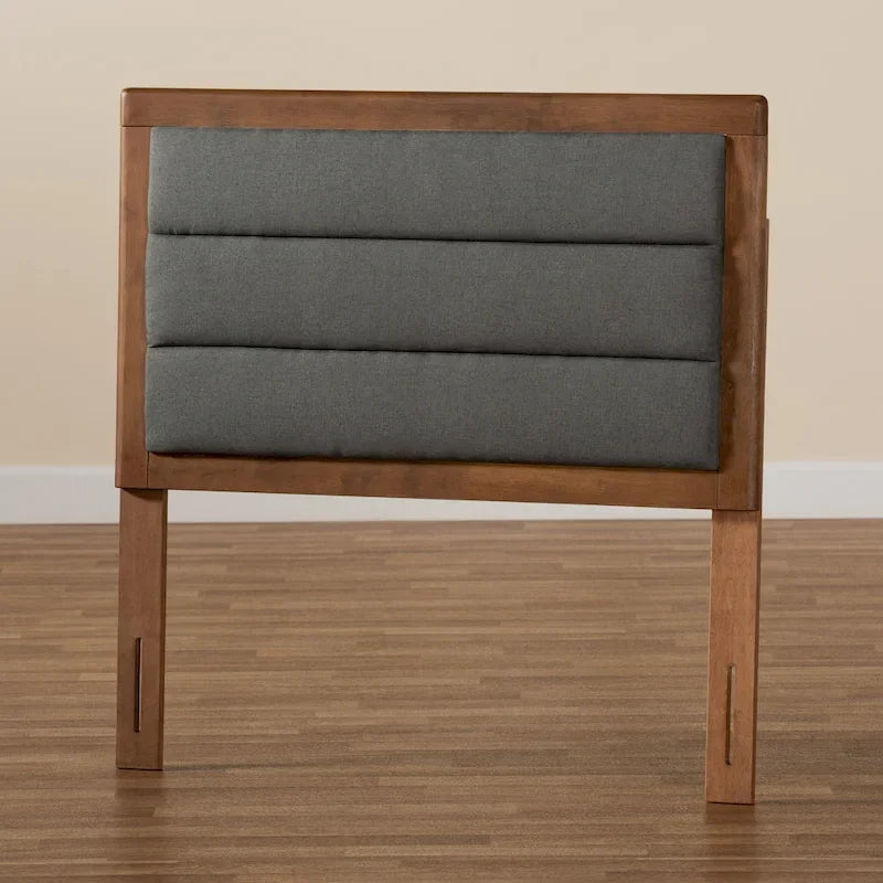 Testiera in Tessuto e Legno Moderno Contemporaneo Grigio Scuro