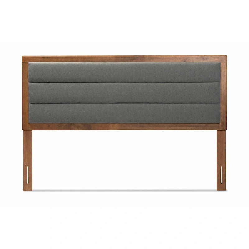 Testiera in Tessuto e Legno Moderno Contemporaneo Grigio Scuro