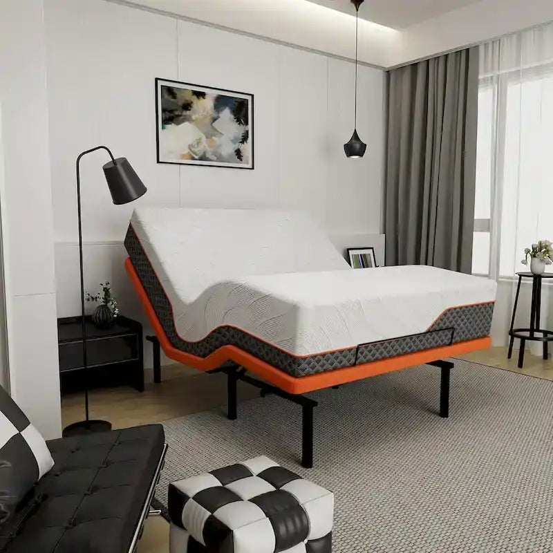 Base letto regolabile con materasso ibrido in memory foam da 35,5 cm