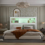 Testiera libreria Timechee Queen con luce RGB e ripiano regolabile