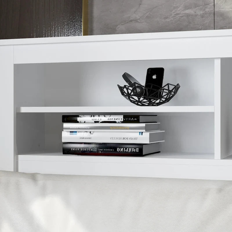 Testiera libreria Timechee Queen con luce RGB e ripiano regolabile