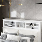 Testiera libreria Timechee Queen con luce RGB e ripiano regolabile