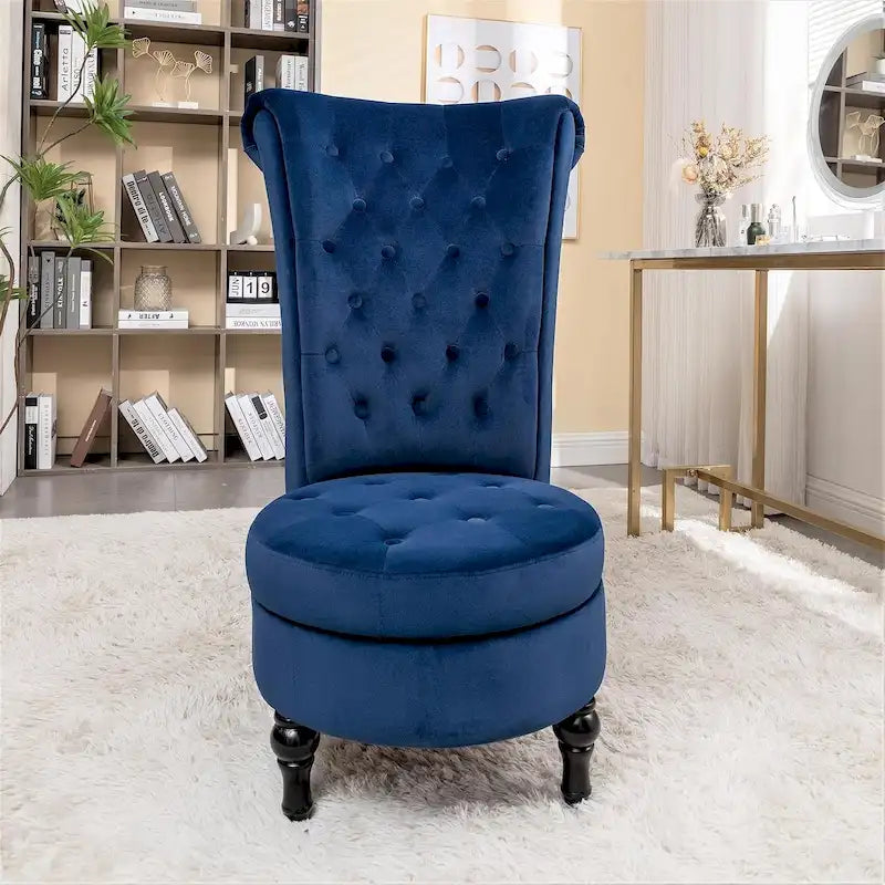 Sedia da toeletta alta in velluto larga 50 cm, stile retrò, capitonné