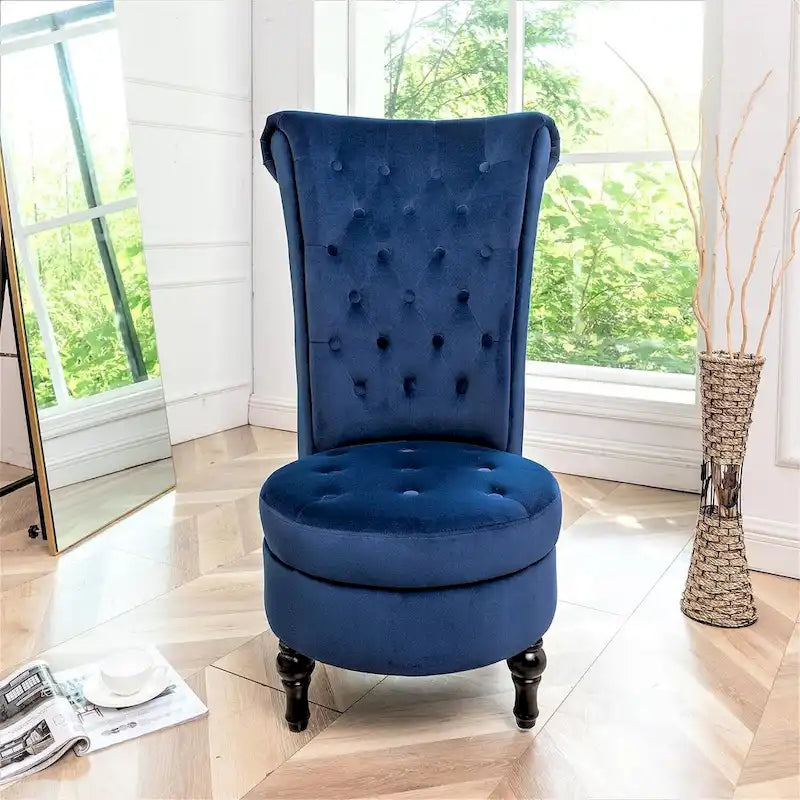Sedia da toeletta alta in velluto larga 50 cm, stile retrò, capitonné