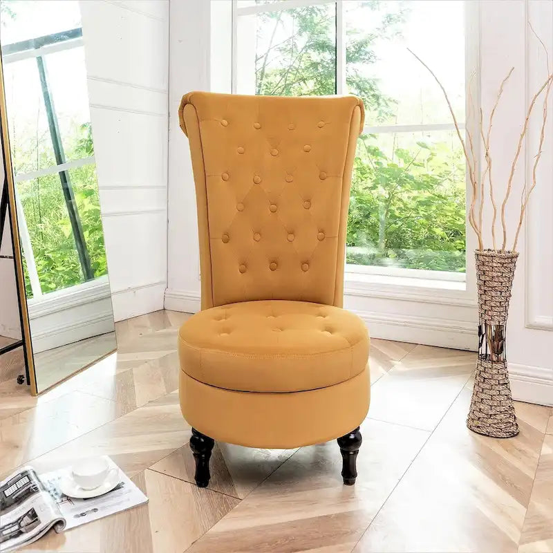Sedia da toeletta alta in velluto larga 50 cm, stile retrò, capitonné