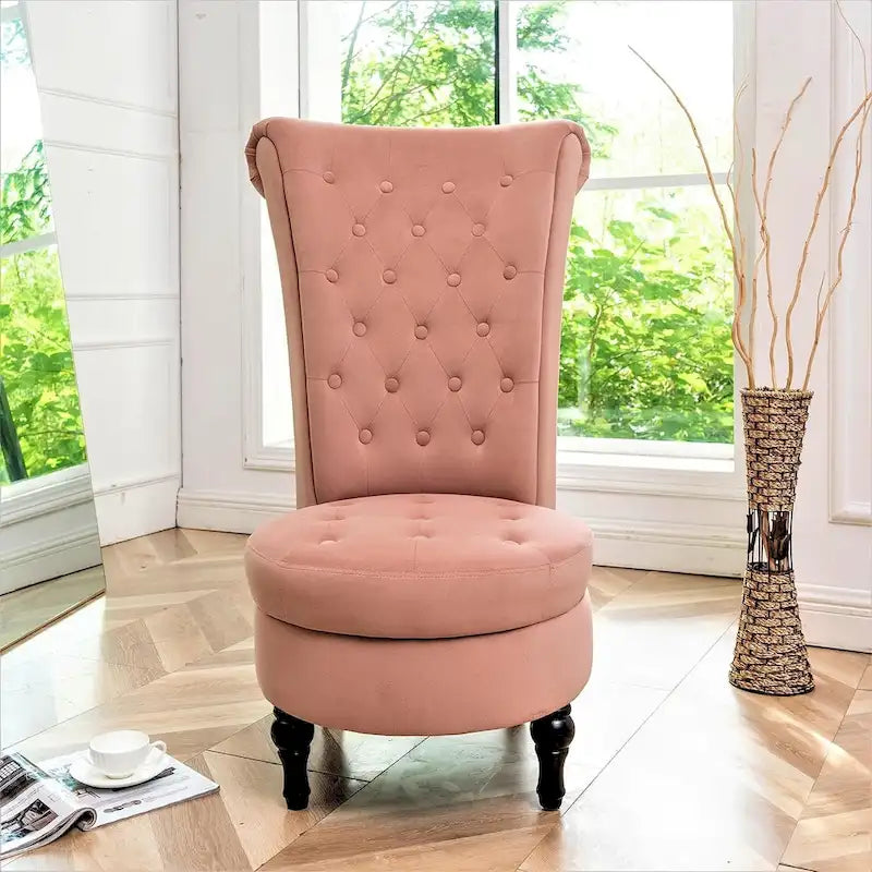 Sedia da toeletta alta in velluto larga 50 cm, stile retrò, capitonné