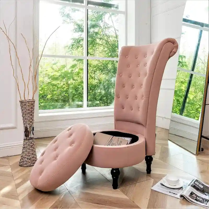 Sedia da toeletta alta in velluto larga 50 cm, stile retrò, capitonné