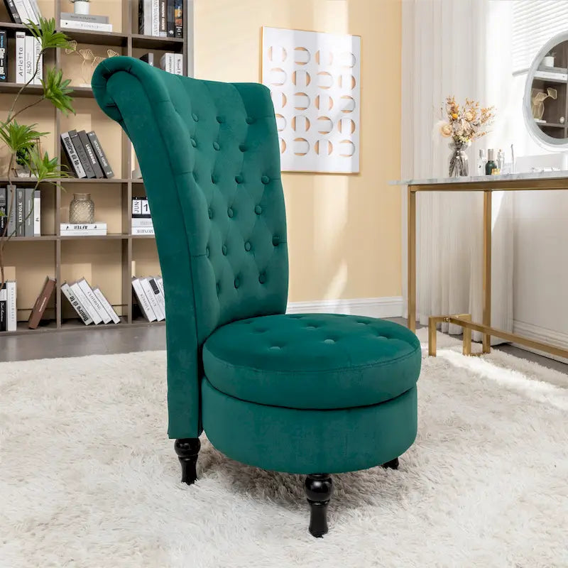 Sedia da toeletta alta in velluto larga 50 cm, stile retrò, capitonné