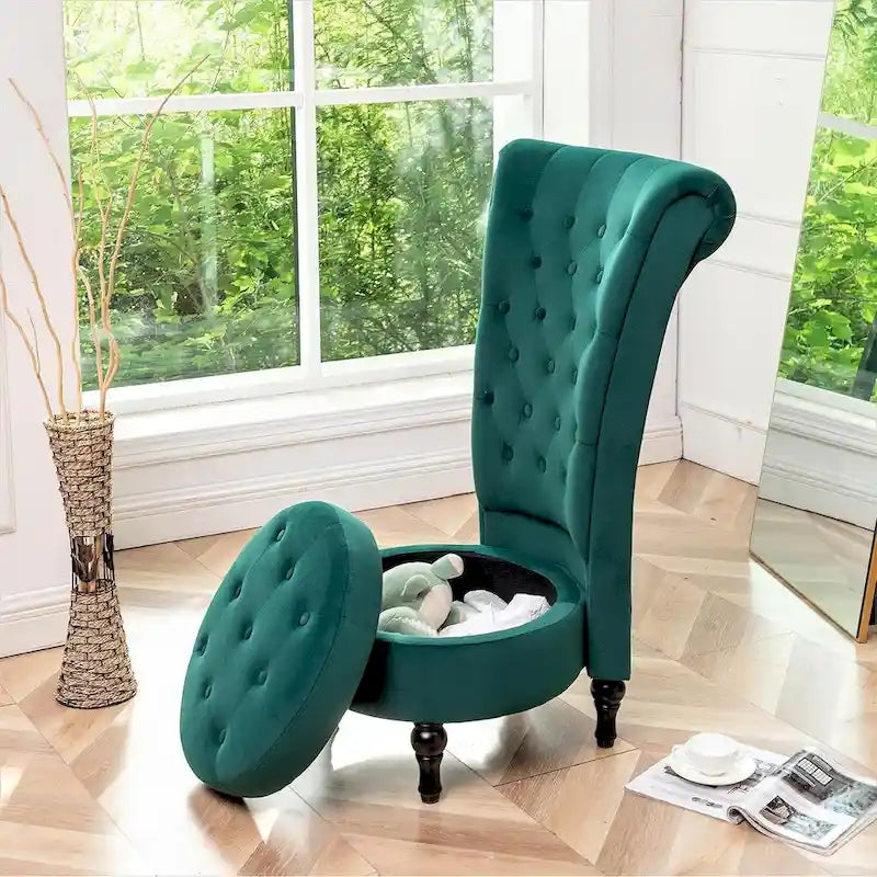 Sedia da toeletta alta in velluto larga 50 cm, stile retrò, capitonné