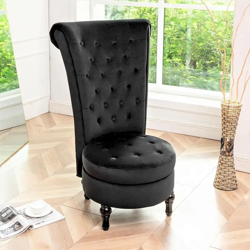 Sedia da toeletta alta in velluto larga 50 cm, stile retrò, capitonné
