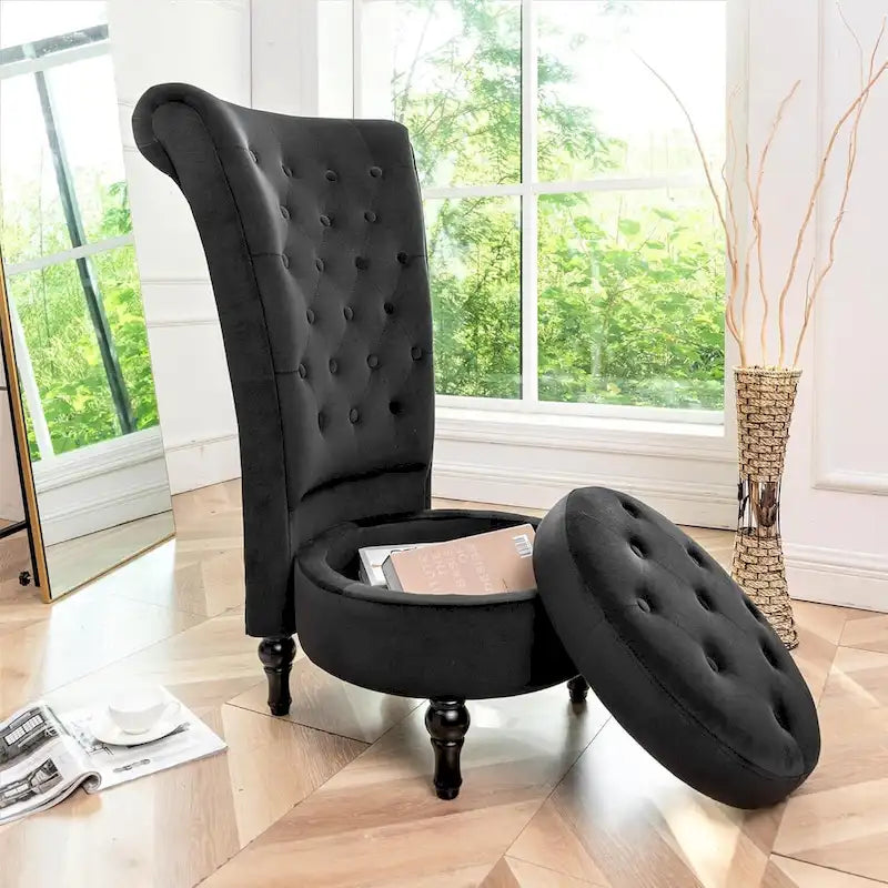 Sedia da toeletta alta in velluto larga 50 cm, stile retrò, capitonné
