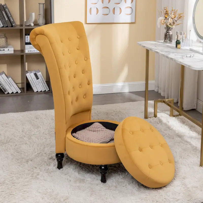 Sedia da toeletta alta in velluto larga 50 cm, stile retrò, capitonné