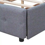Letto Queen imbottito con testiera classica e 4 cassetti, nessuna base a molle necessaria, tessuto in lino