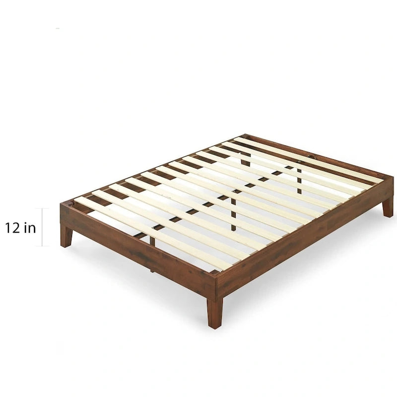 Letto a piattaforma in legno massello antico espresso Deluxe