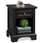 Comodino in Legno Nero con Cassetti