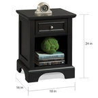 Comodino in Legno Nero con Cassetti