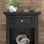 Comodino in Legno Nero con Cassetti