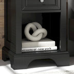 Comodino in Legno Nero con Cassetti