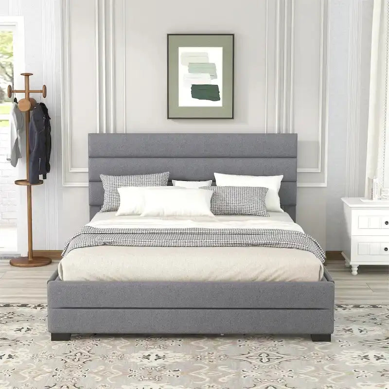 Letto a piattaforma imbottito con letto estraibile