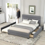 Letto a piattaforma imbottito con letto estraibile