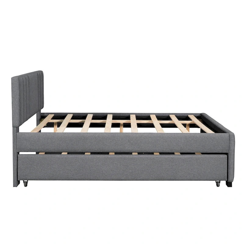 Letto a piattaforma imbottito con letto estraibile
