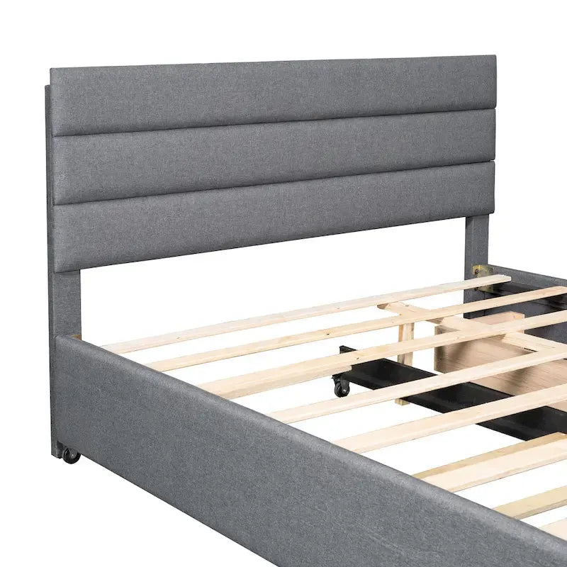Letto a piattaforma imbottito con letto estraibile