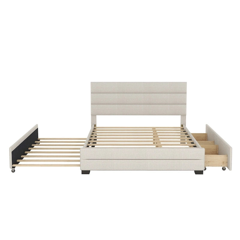 Letto a piattaforma imbottito con letto estraibile