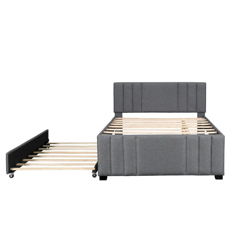 Letto a piattaforma imbottito con letto estraibile