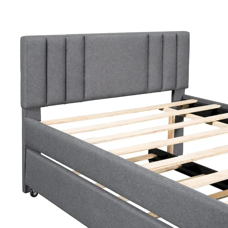 Letto a piattaforma imbottito con letto estraibile